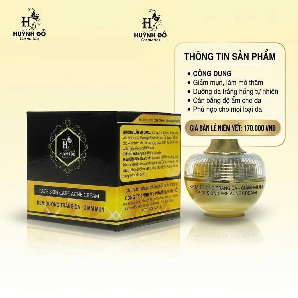 Kem dưỡng da giảm mụn mặt da dầu Hùynh Đỗ 15gr