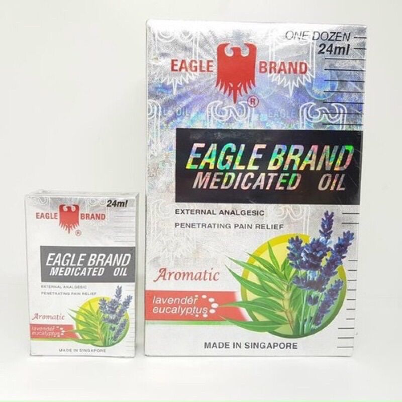 Lố 12 chai dầu gió trắng hương lavender 2 nắp con ó singapore nhập mỹ 24ml - dầu trắng eagle brand