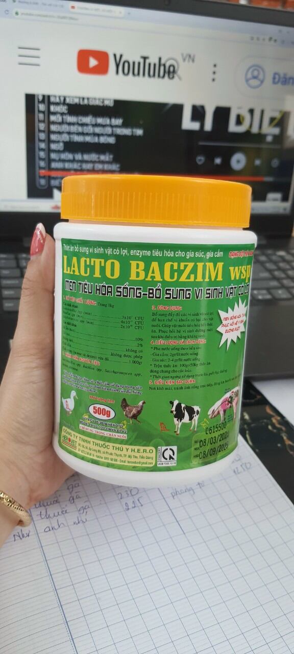 Men tiêu hóa cho gà, vật nuôi Lacto Baczim 500g
