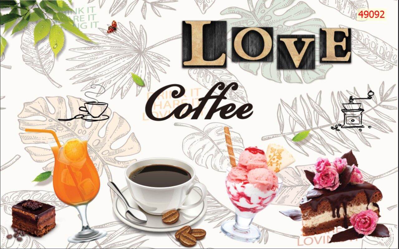 Tranh dán tường 3D, tranh dán quán cà phê trà sữa