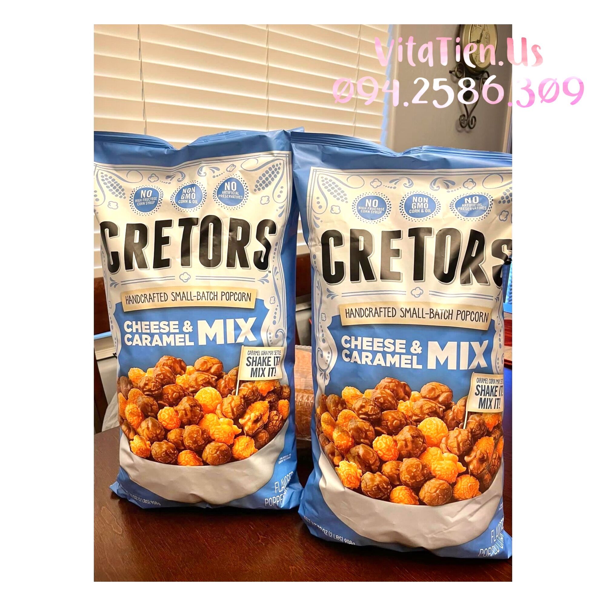 Bắp Cretors Mix 2 vị Caramel và Cheese 908gr_Hàng Air từ Mỹ