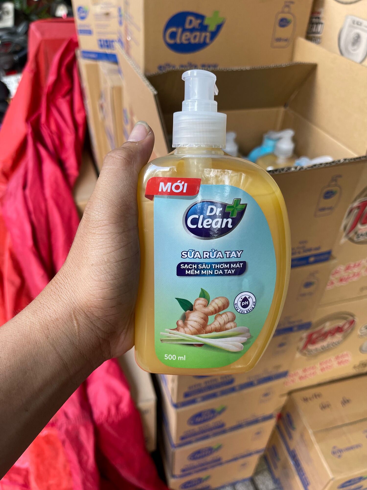 [ Mẫu mới ] Rửa tay Dr Clean 500ml hương Gừng & Sả - dưỡng tay diệt khuẩn