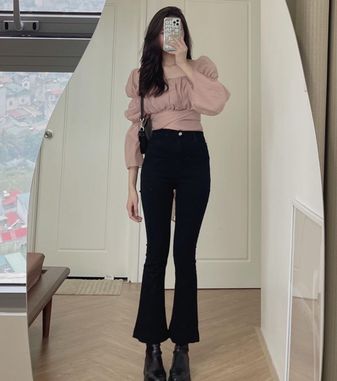 Áo croptop cột eo tay phồng chất voan mịn tiểu thư siêu hot
