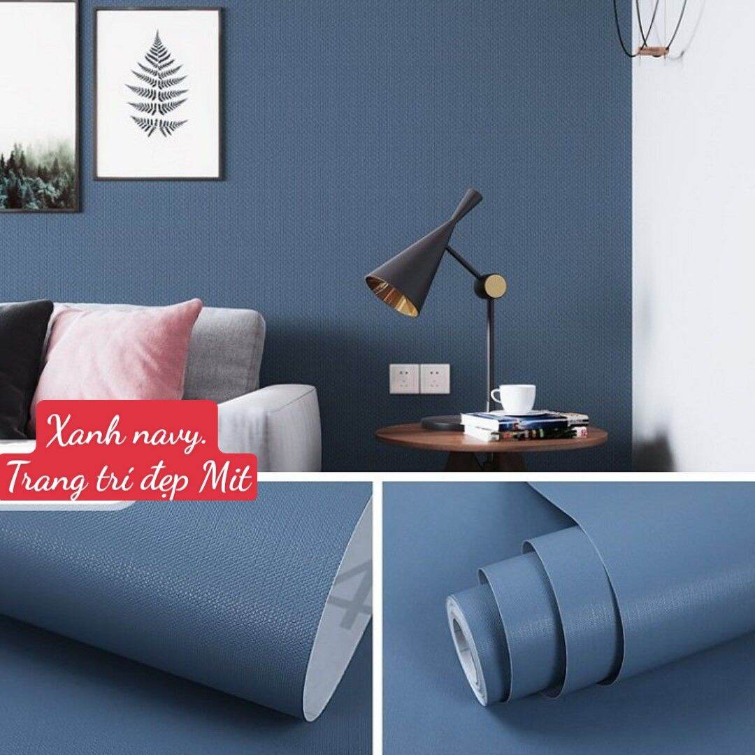 10 mét giấy dán tường có keo sẵn khổ rộng 45cm - mẫu XANH NAVY