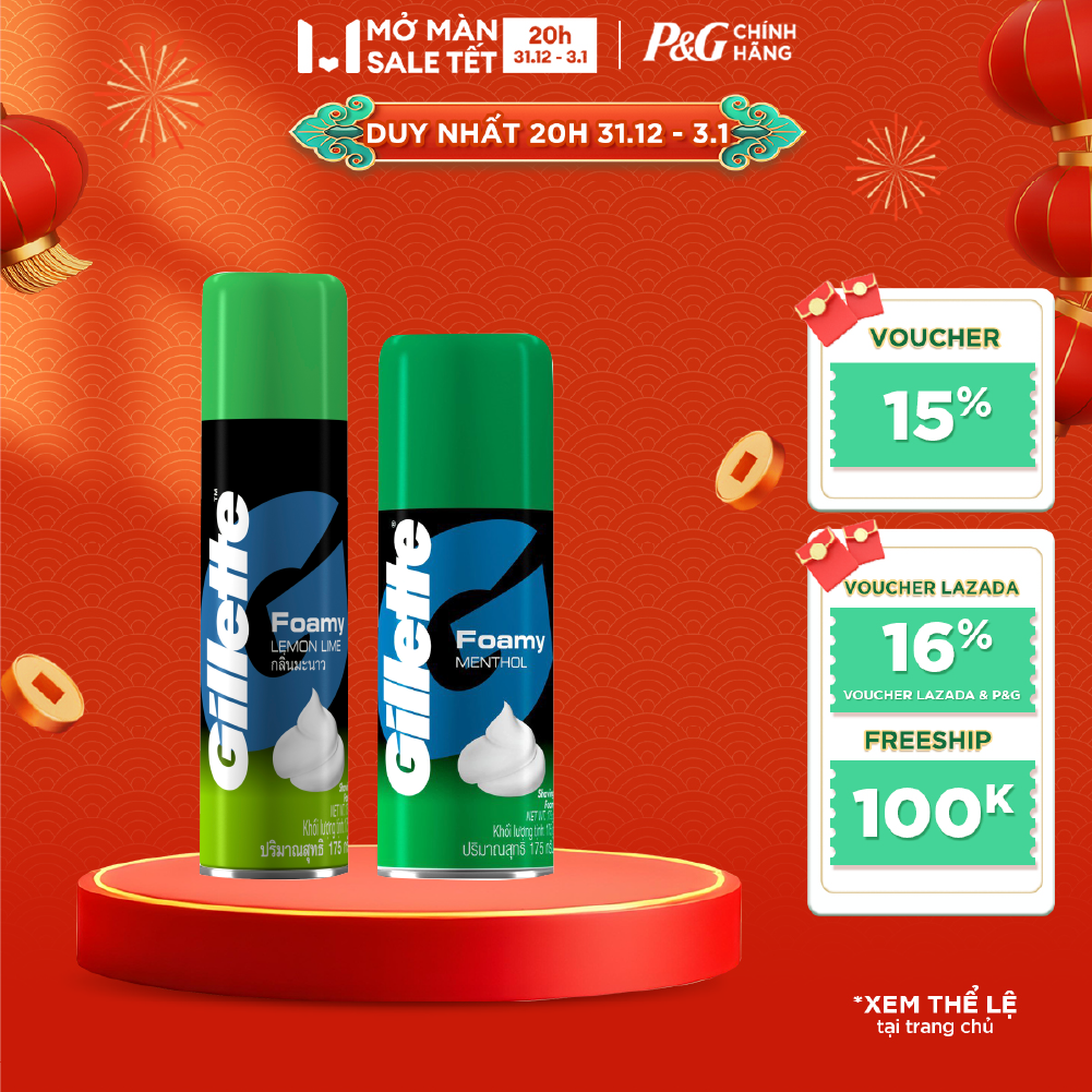 Bọt Cạo Râu GILLETTE Hương Chanh Bạc Hà Chai 175g