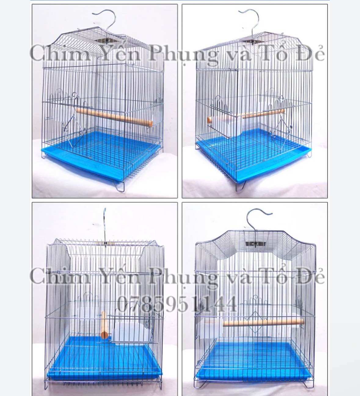Lồng chim sơn tĩnh điện (đủ phụ kiện: Móc treo, cầu đứng, máng ăn) [Sg giao hoả tốc 2h] Lồng xi inox 402.