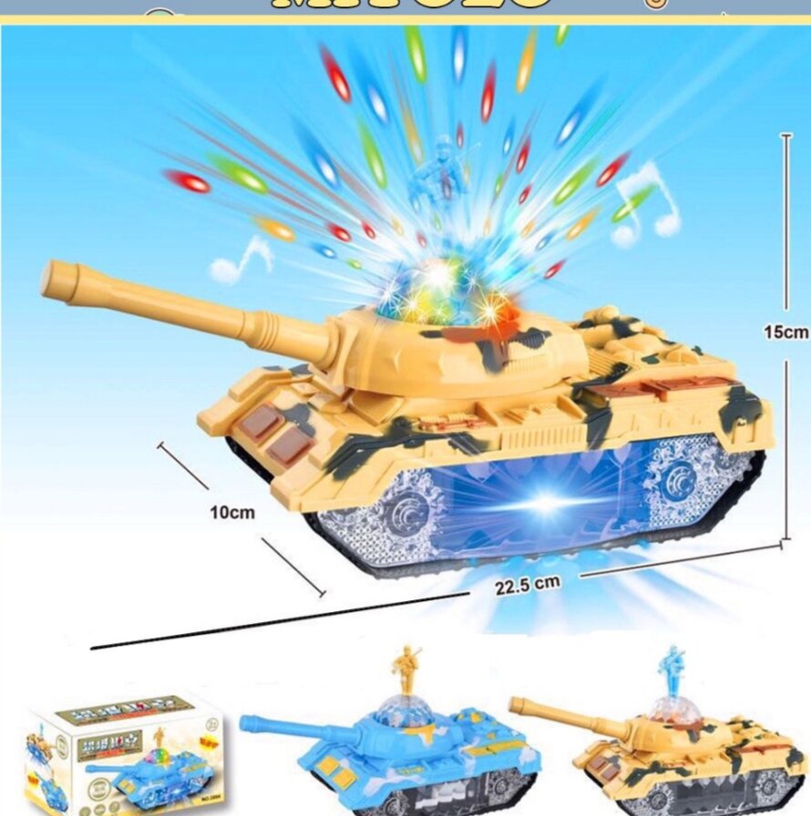 Đồ chơi trẻ em - mô hình xe tăng quân sự,xe tăng chiến đấu có đèn led, có nhạc - Tặng kèm pin AA