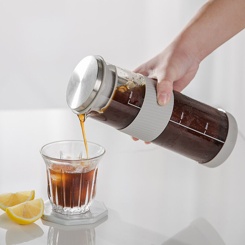 Bình ủ lạnh cà phê, cold brew cafe 800ml thủy tinh borosilicate, lõi lọc inox 304
