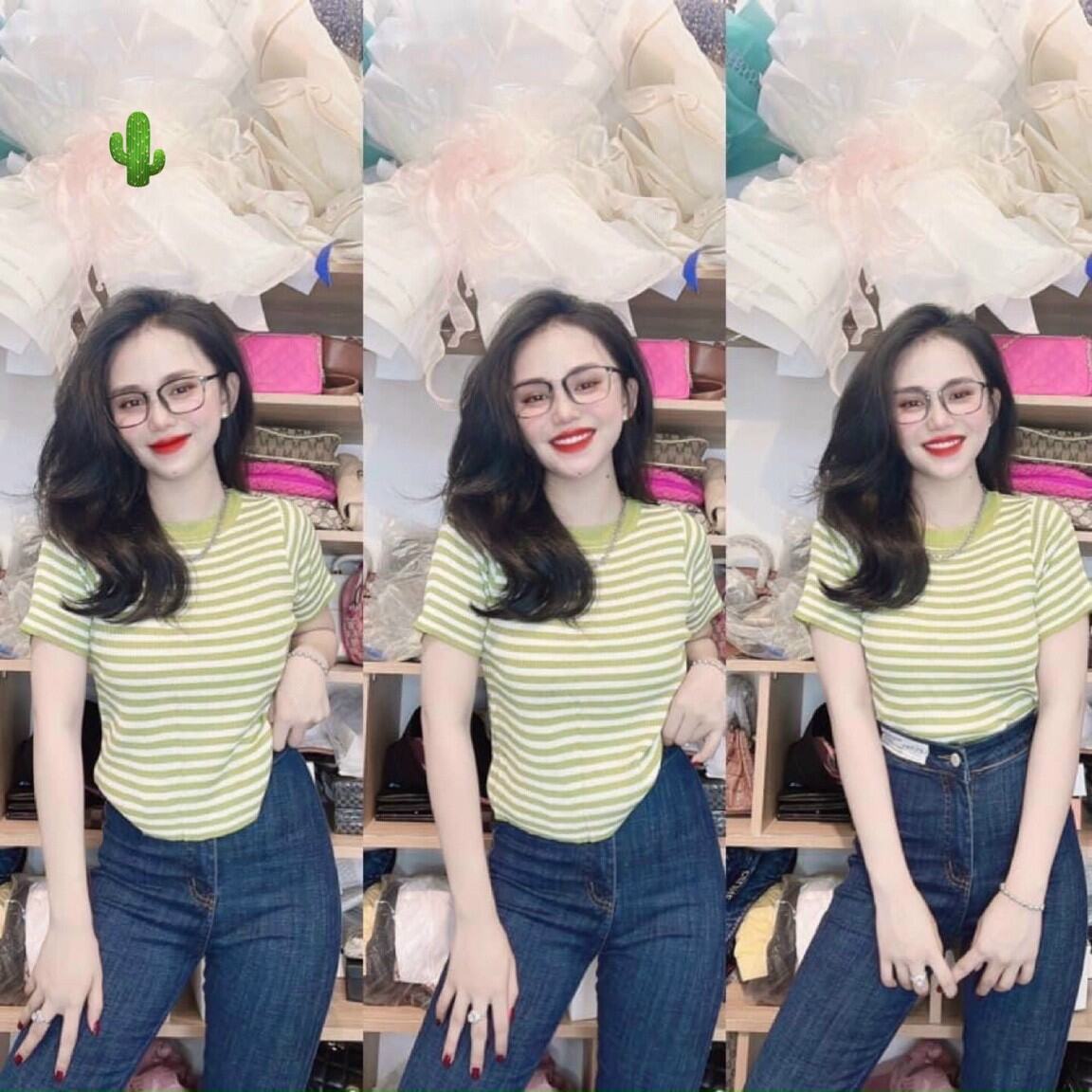 ÁO THUN NỮ ÔM BODY KIỂU SỌC VIỀN CỔ TRÒN