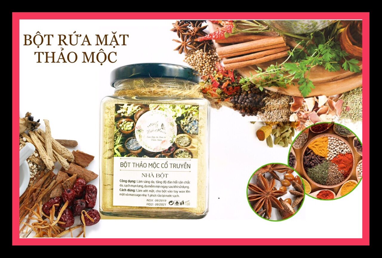 Bột rửa mặt thảo mộc/kìm dầu giảm mụn.