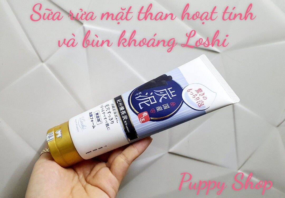 Sữa rửa mặt than hoạt tính và bùn khoáng Loshi Nhật Bản 120g