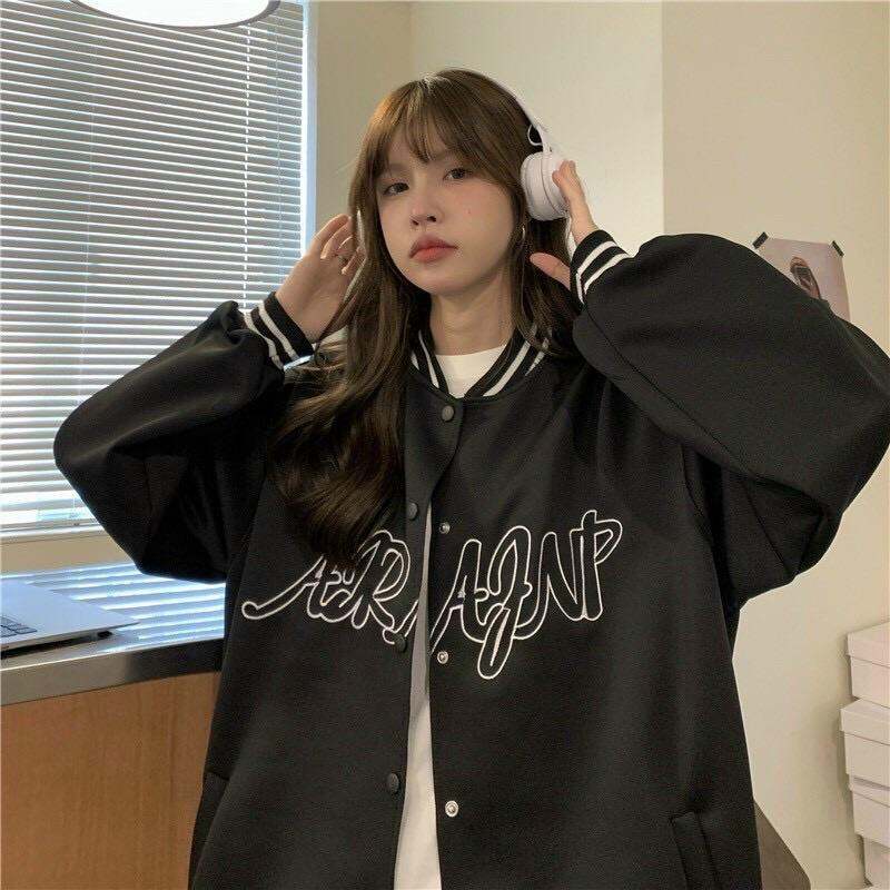Áo Khoác Dù Bomber Viền Ulzzang Thời Trang, 2 màu trắng-đen