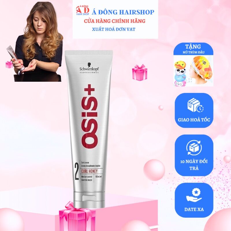 [+Tặng mũ trùm] Schwarzkopf Osis+ 2 Curl Honey Cream 150ml - Kem tạo lọn sóng xoăn giữ nếp tóc