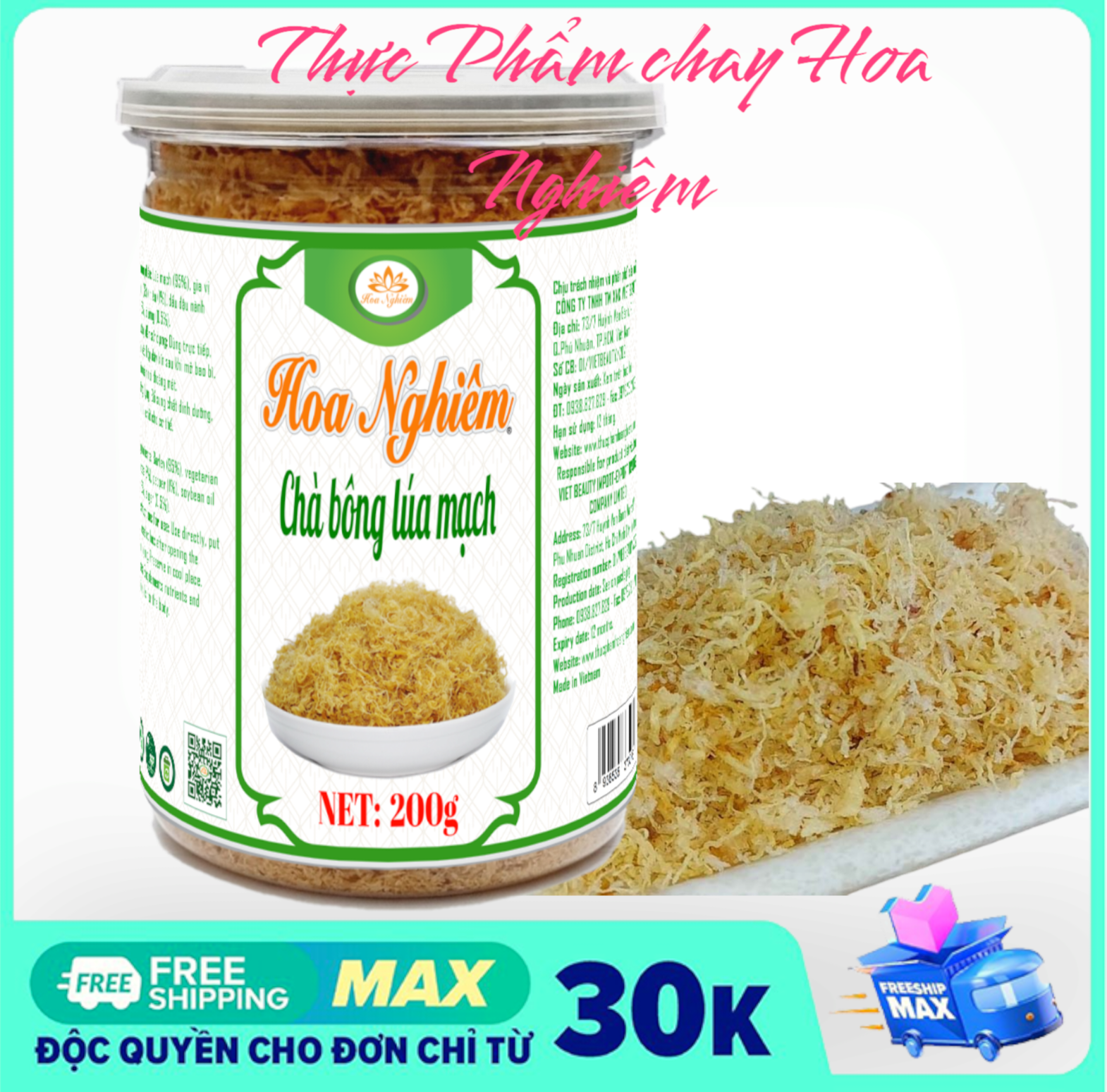 Chà bông Lúa Mạch Chay Hoa Nghiêm 200gr. date mới liên tục