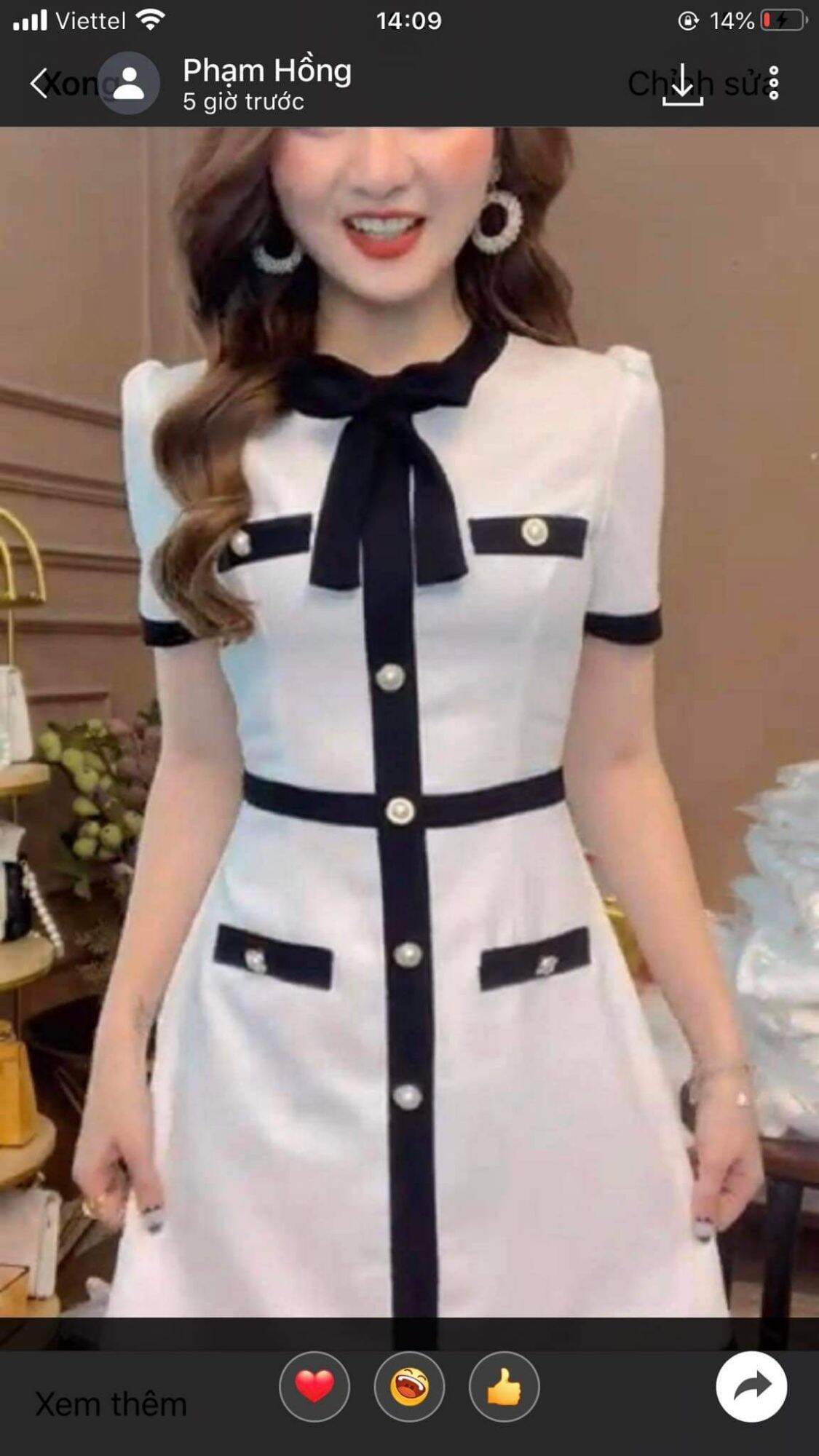 Đầm đính cúc thắt nơ Monoco