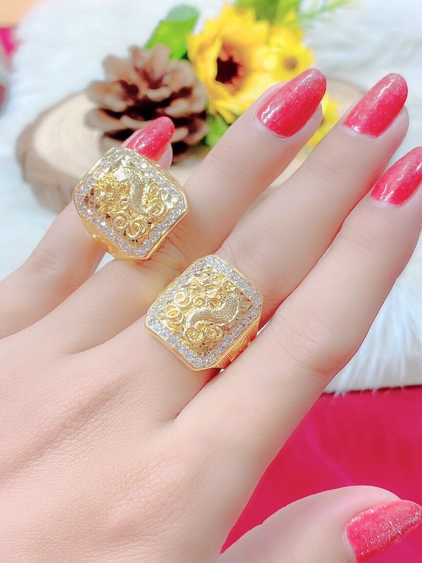Nhẫn nam chạm rồng mạ vàng 18k cao cấp