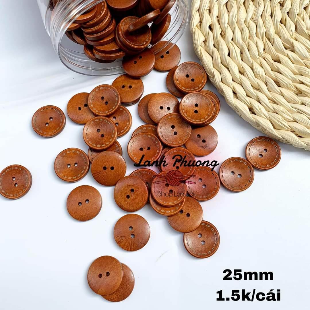 Nút Gỗ Nâu Đậm (set 10 cái)