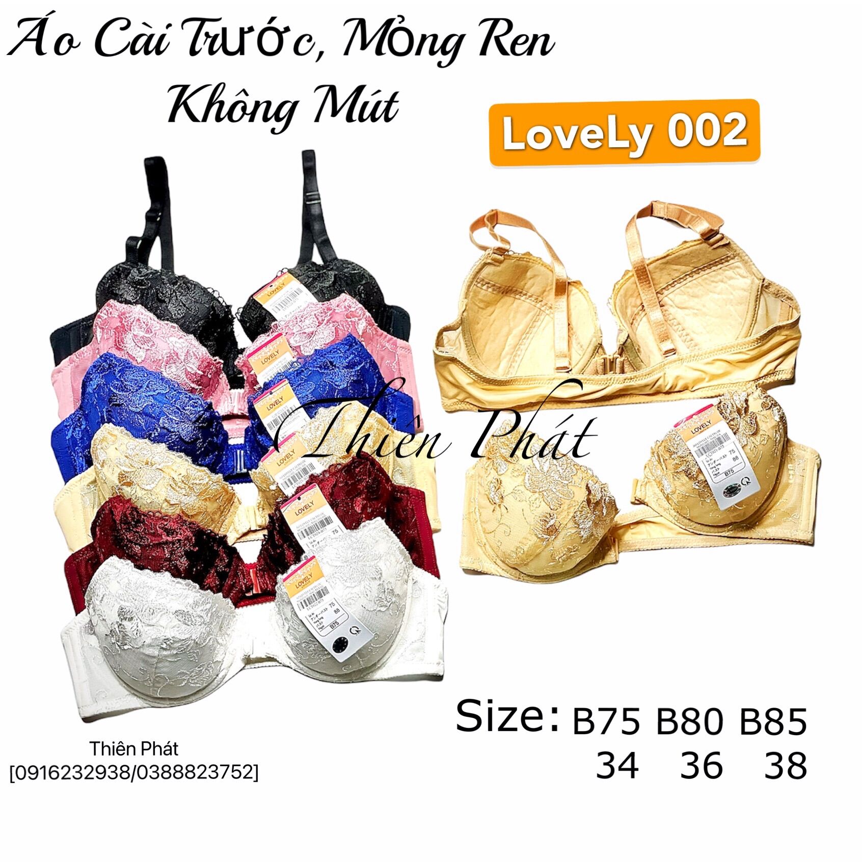 🔮 áo ngực lovely cài trước mỏng ren thông dụng, không mút - 002