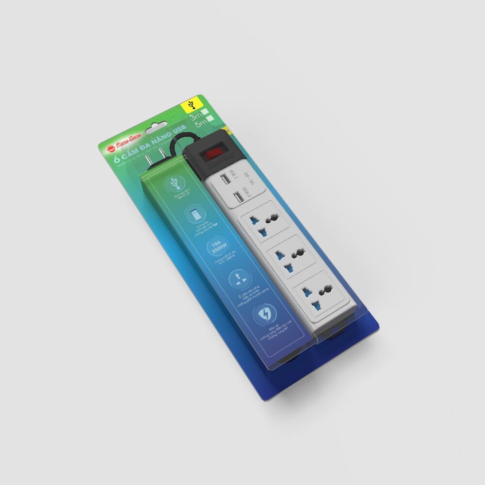 Ổ cắm đa năng USB Dây 3m,5m RẠNG ĐÔNG