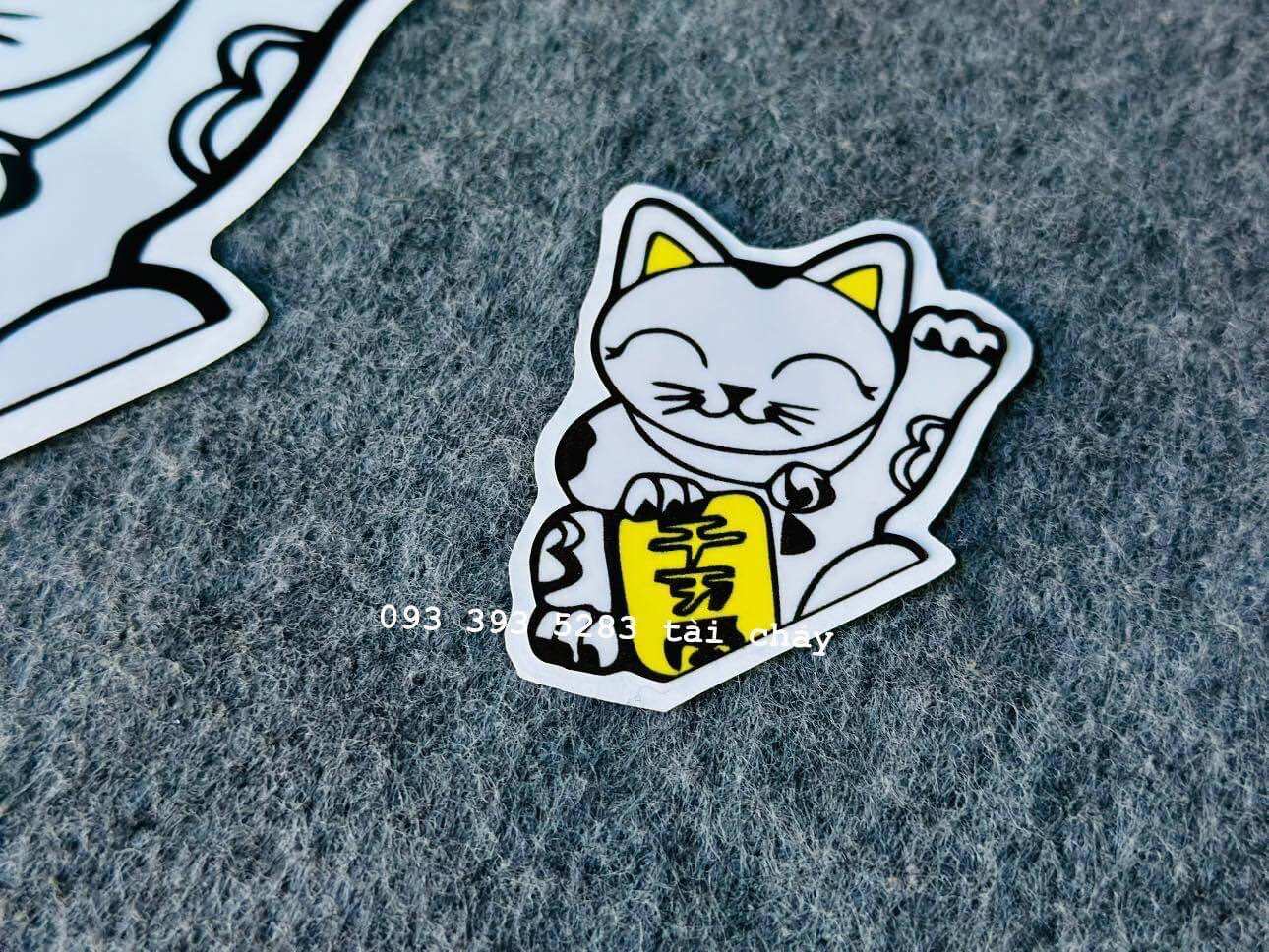 [ 1 TEM ] TEM DECAL STICKER MÈO THẦN TÀI 1/4