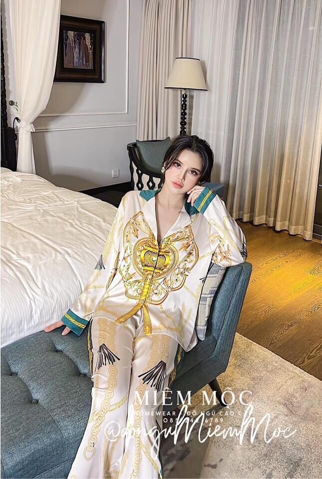 Đồ bộ mặc nhà , Pyjama Lụa Thiết Kế QC Mẫu Siêu Hot