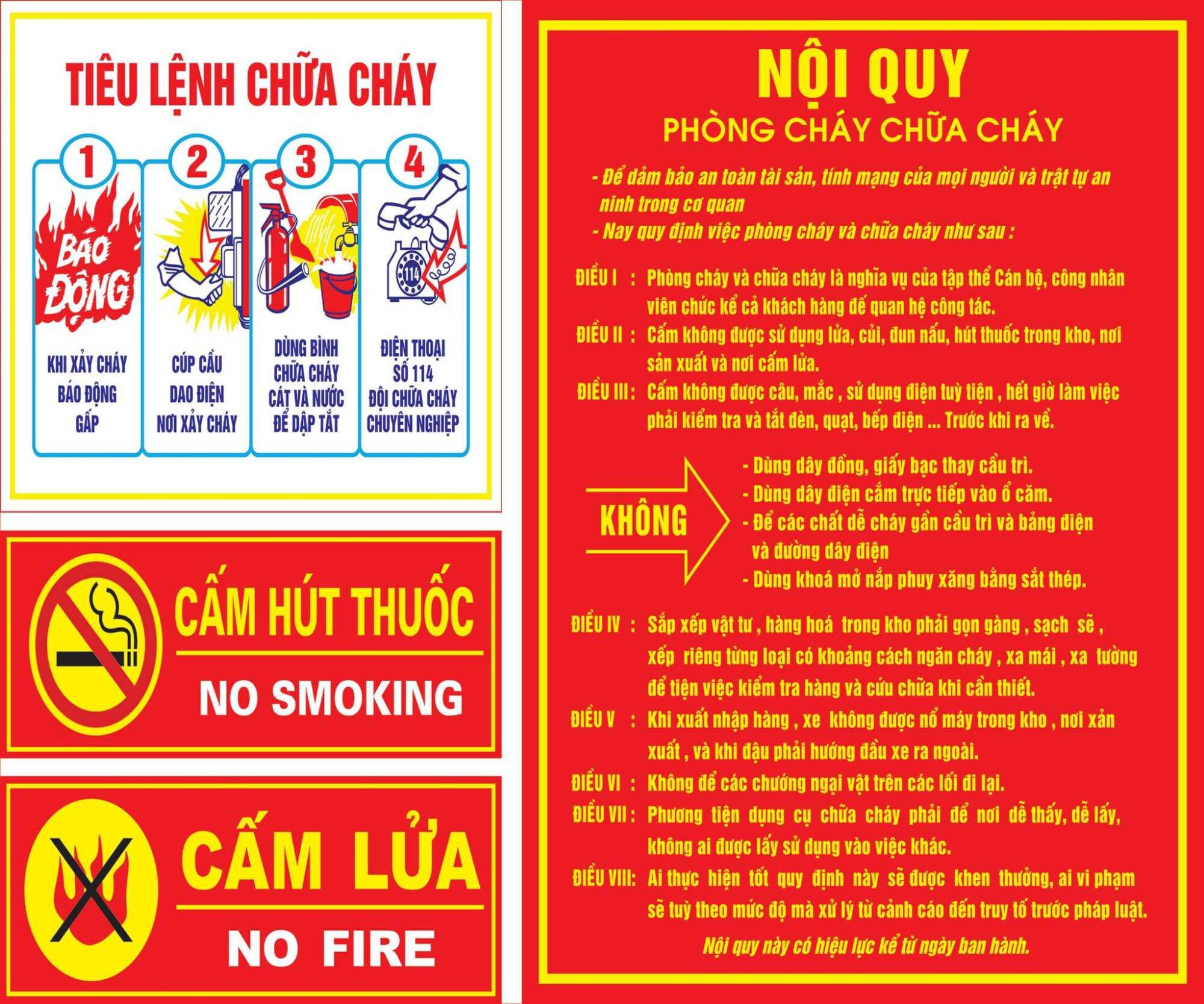 Decal bảng pccc và cấm hút