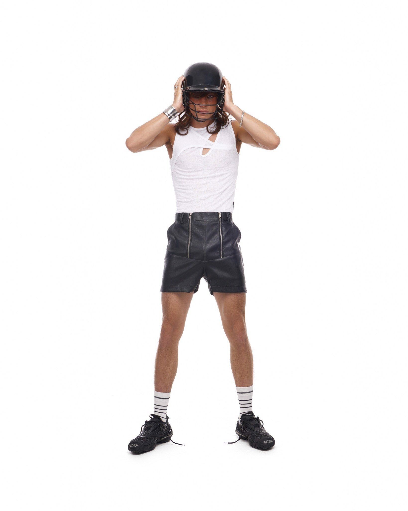QUẦN SHORTS DA LIDER 2-SHOT LEATHER SHORTS - Black