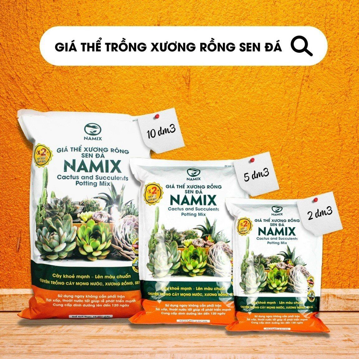 Giá thể trồng sen đá, xương rồng namix các cỡ