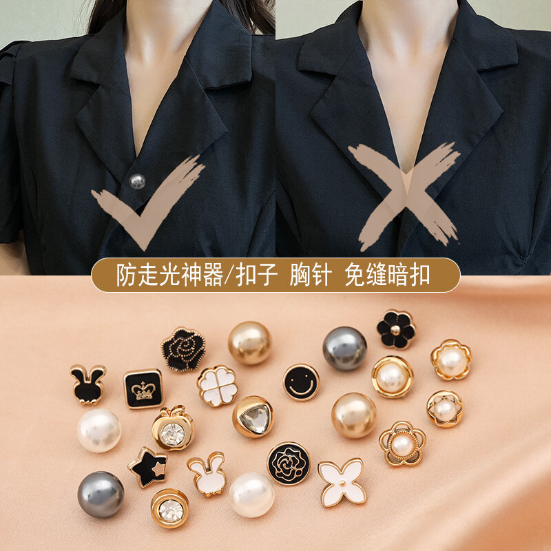 Ghim cài nhỏ ngọc trai chống lộ hàng trâm cài ngực cài ngực trâm cài ngực hoa cài ngực cho nữ trâm cài quần áo phụ kiện cài ẩn không khe hở