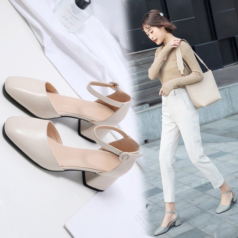 Giày Nữ Cao Gót Mũi Vuông 5P Dáng Công Sở B8
