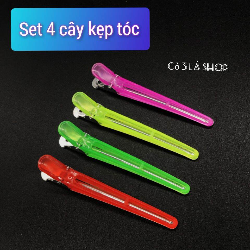 Set 4 Cây Kẹp Tóc Mỏ Vịt Hỗ Trợ Khi Làm Tóc Nhuộm Tóc Rửa Mặt Màu Ngẫu Nhiên