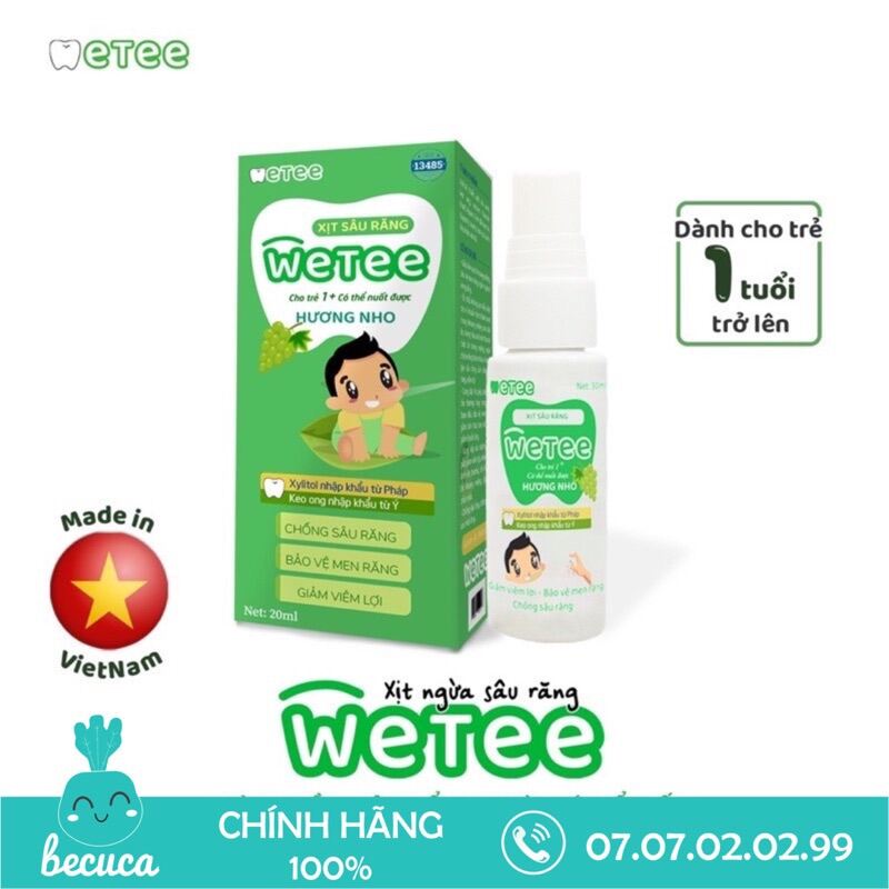 Xịt Chống Sâu Răng WETEE Cho Bé Từ 1 Tuổi , Giúp Làm Sạch Và Bảo Vệ Men Răng , Ngăn Ngừa Sâu Răng