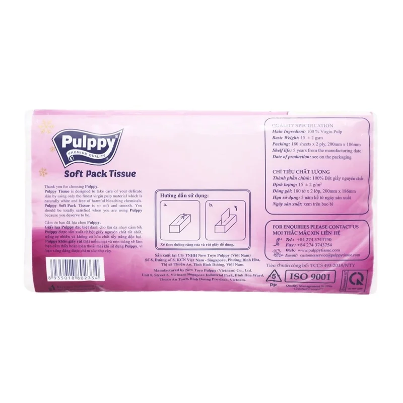 COMBO 3 Gói Khăn Giấy Rút Pulppy 180 tờ/gói