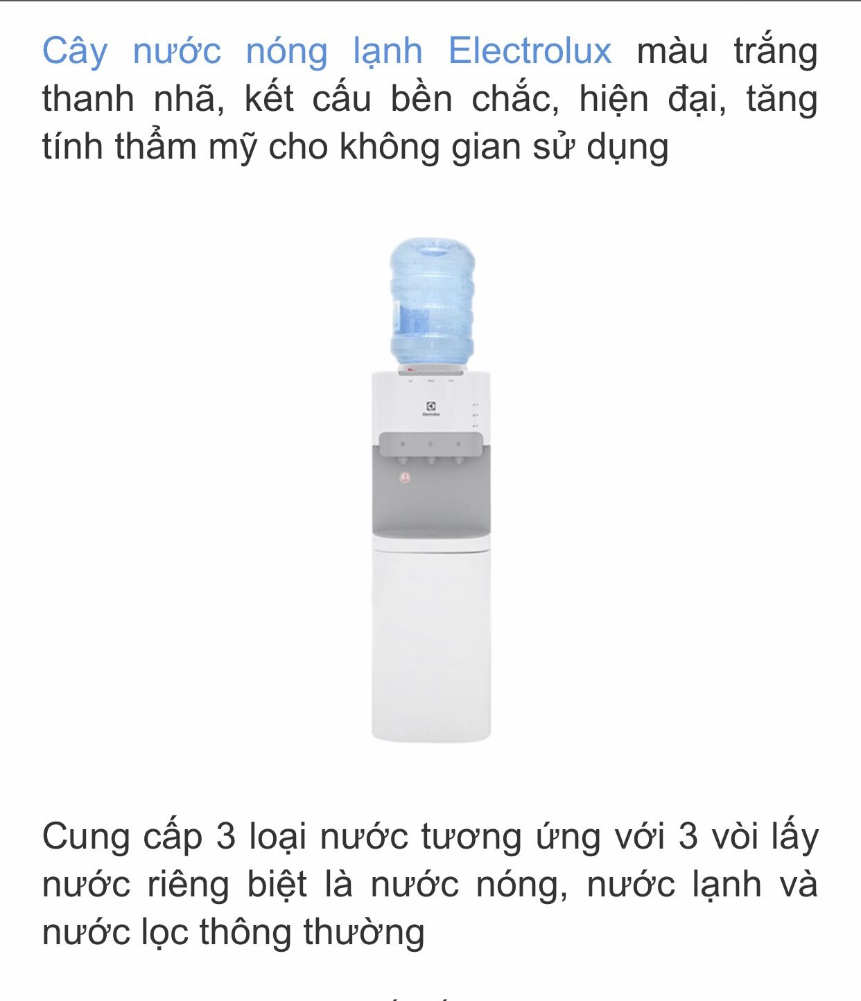 Cây nước nóng lạnh electrolux