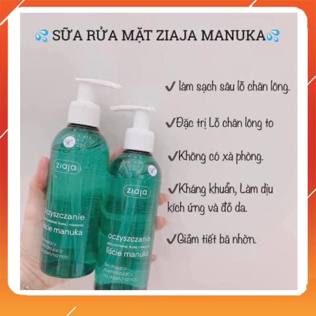 Sữa rửa mặt Ziaja Chiết xuất từ lá Manuka chai 200ml