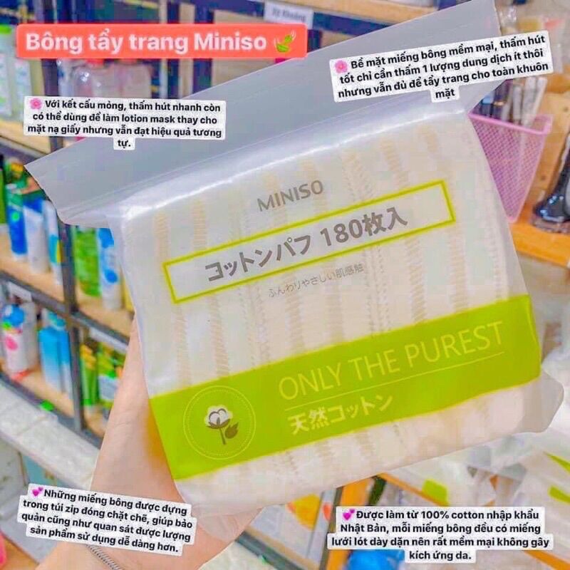 Bông Tẩy Trang Cao Cấp Miniso 180 miếng
