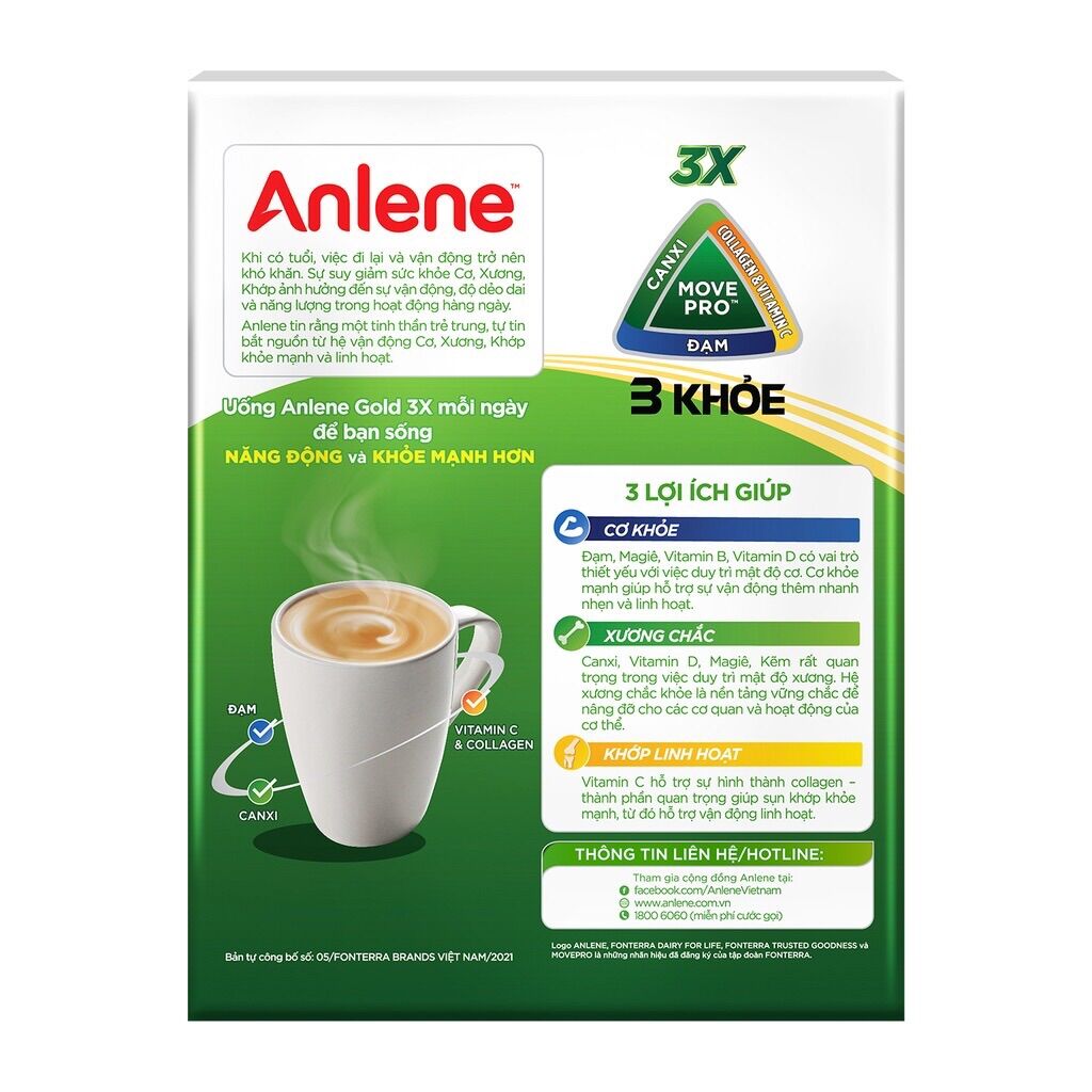 Sữa bột Anlene cà phê hộp 8 gói x 35g