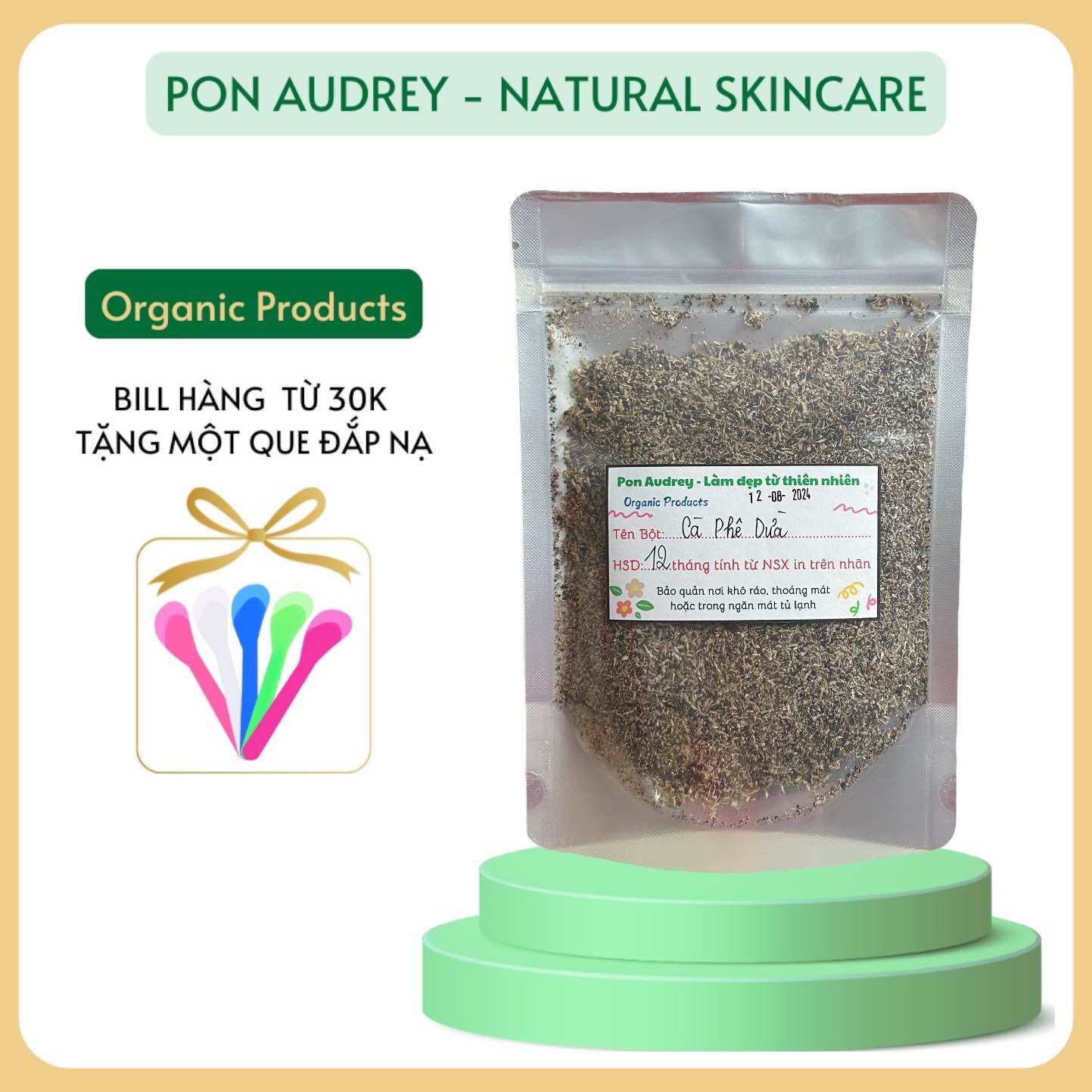 Bột tẩy tế bào chết cà phê dừa non nguyên chất - làm sạch sâu, dưỡng ẩm, sáng mịn da