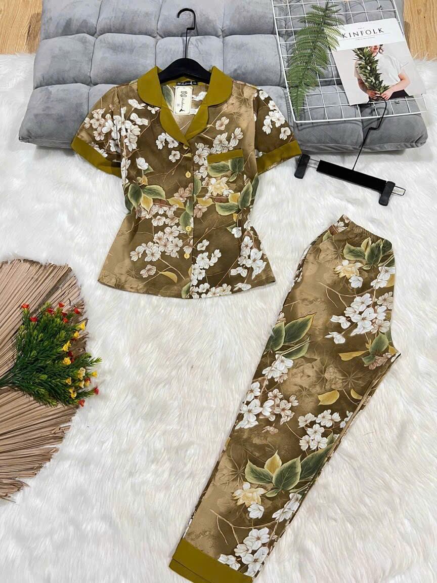 Bộ pijama mặc nhà lụa mango cao cấp