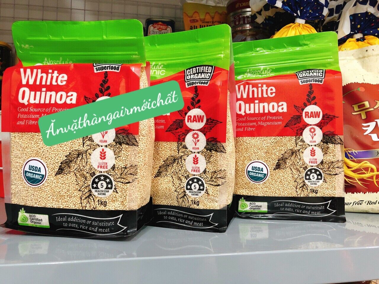 Hạt Diêm Mạch Trắng Hữu Cơ Absolute Organic White Quinoa Gói 1Kg