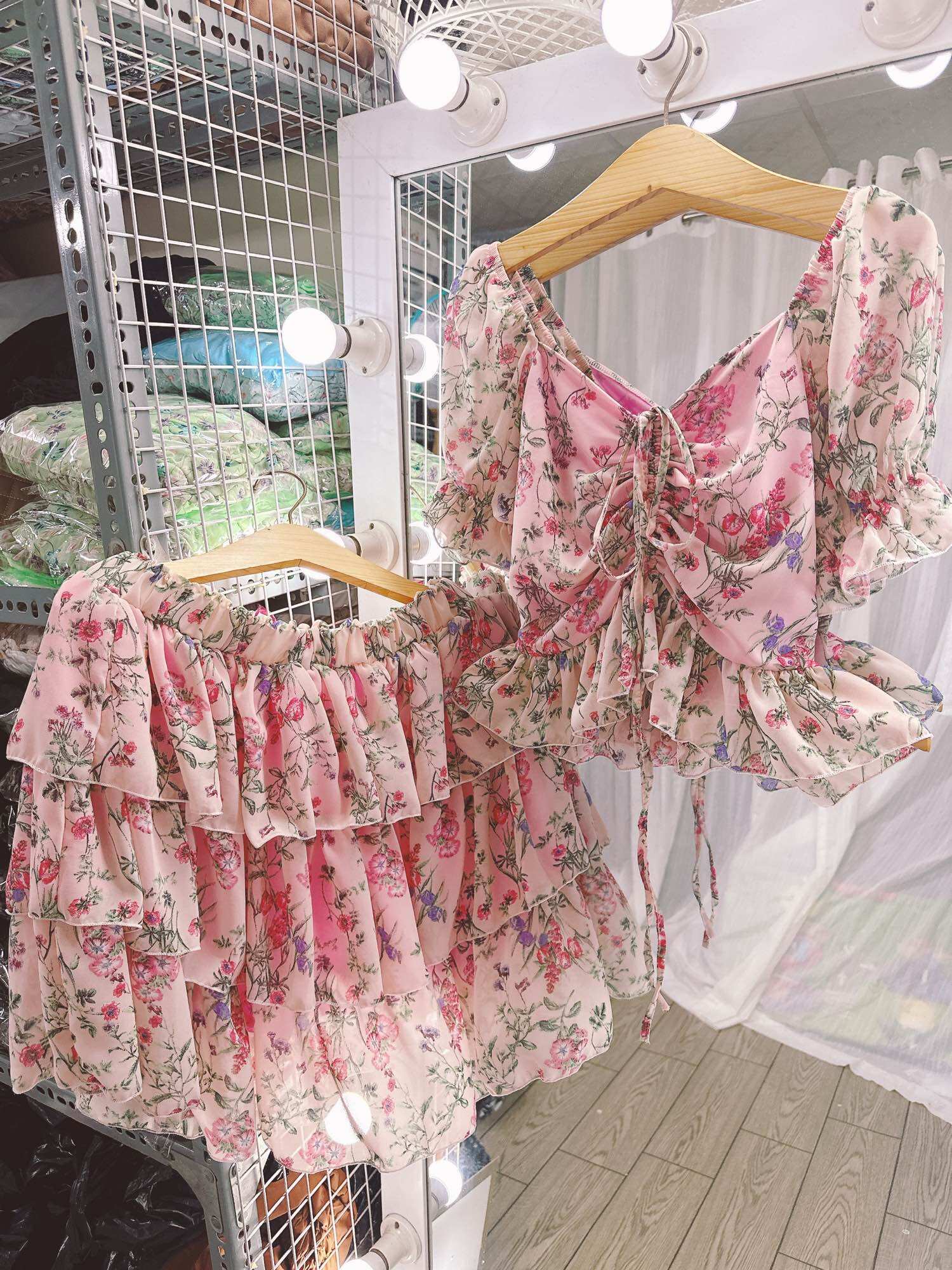 [Bigsize 60-85kg] Set Áo rút+ Chân váy 3 tầng