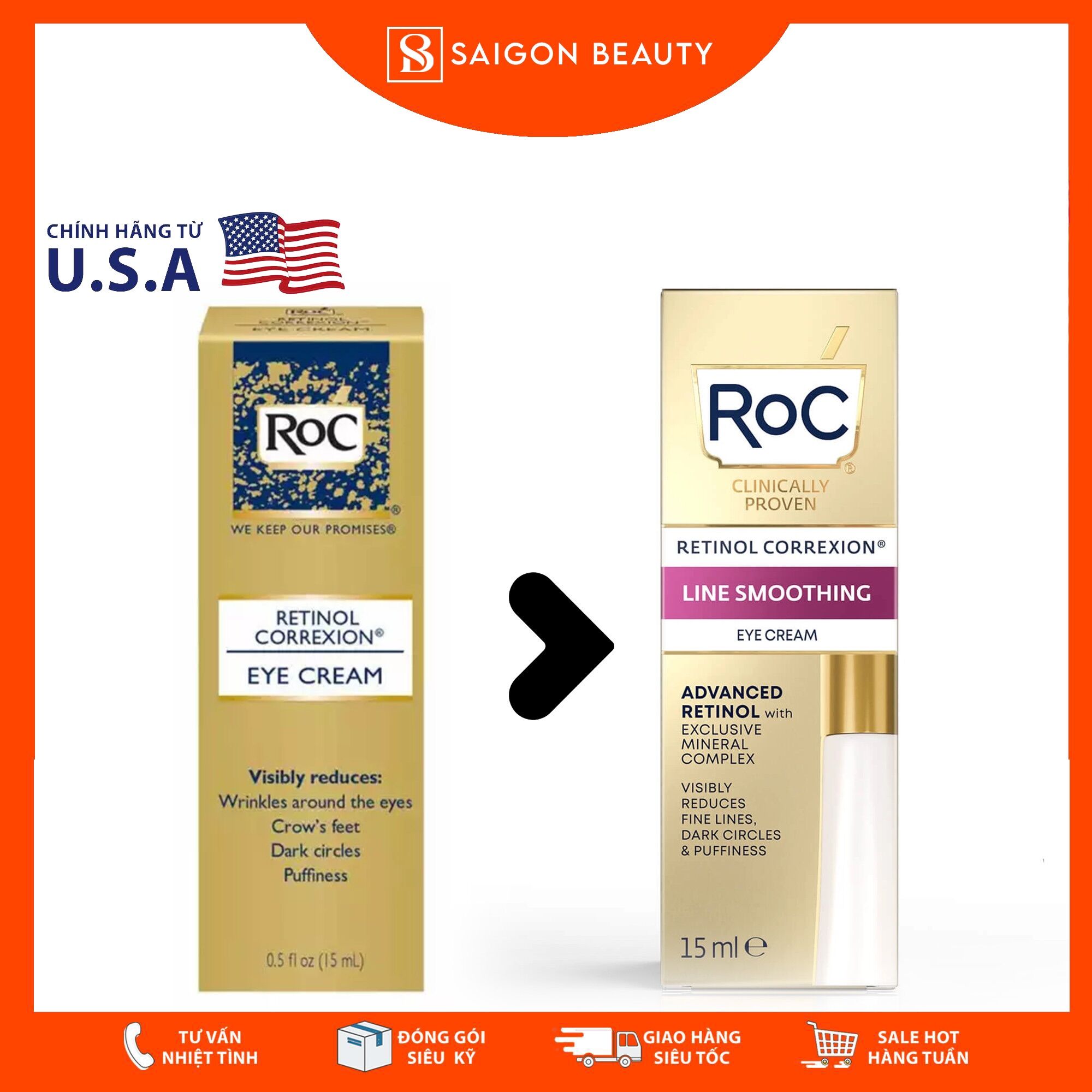 Kem Dưỡng Mắt RoC Retinol Correxion Eye Cream (15ml)