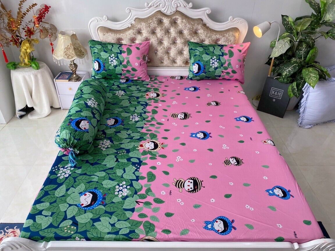 Bộ 4 dra/ga trải giường áo gối thun lạnh hàn quốc