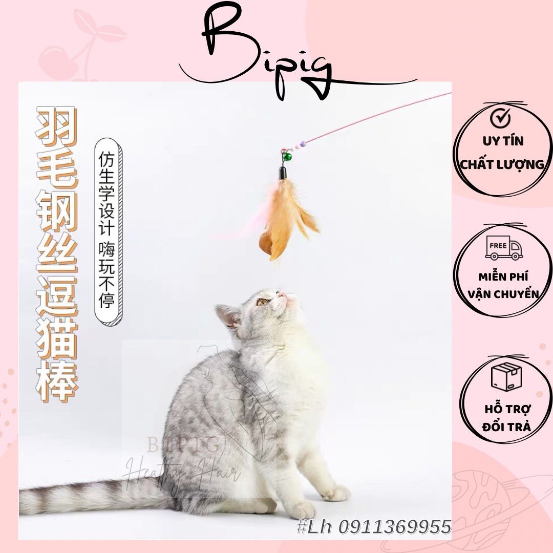 Cần câu dành cho thú cưng , cần câu mèo kèm chuông ,đồ chơi cho mèo,đồ chơi đuổi bắt dành cho mèo