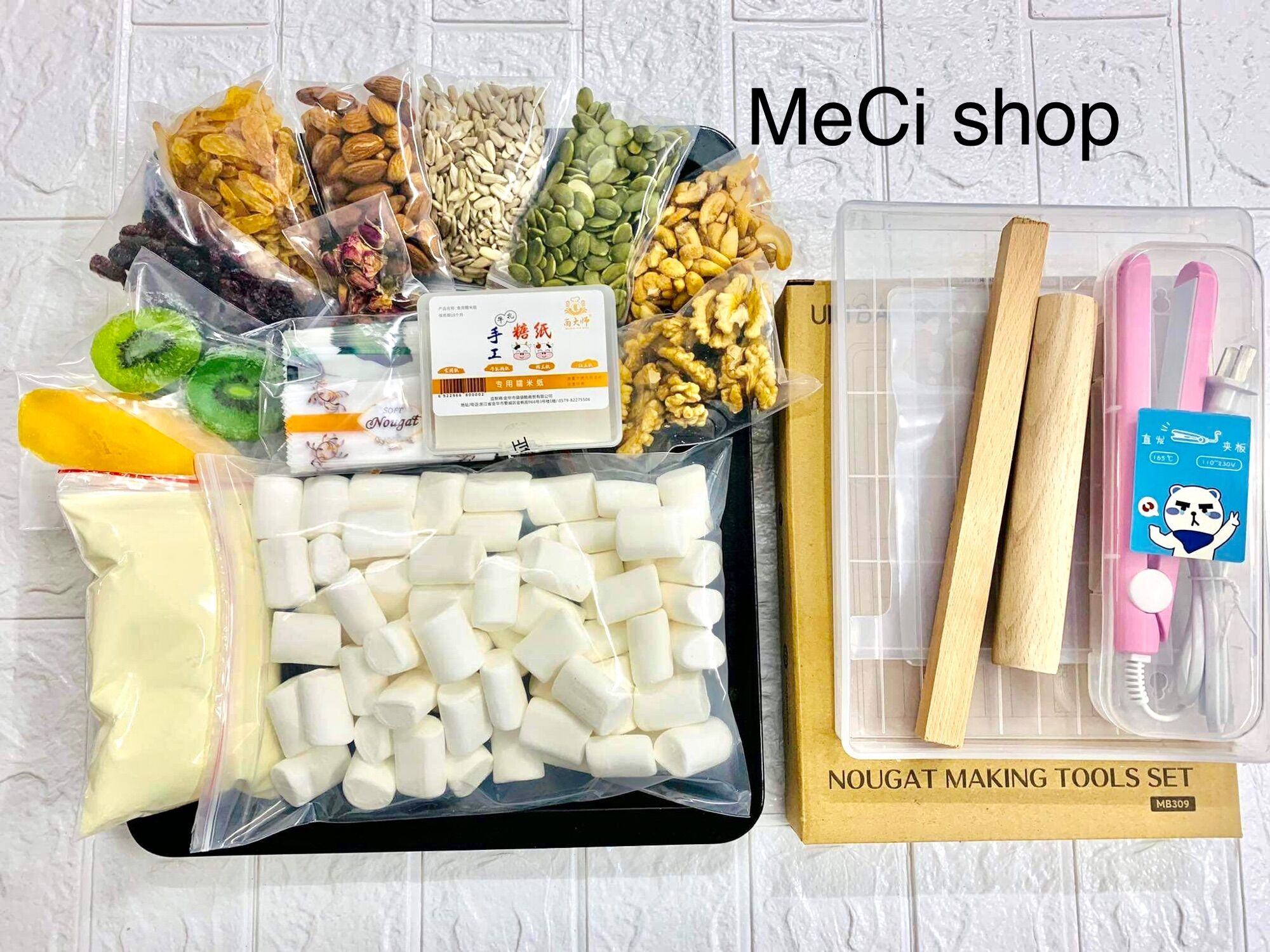 Combo nguyên liệu và dụng cụ làm kẹo nougat tặng công thức