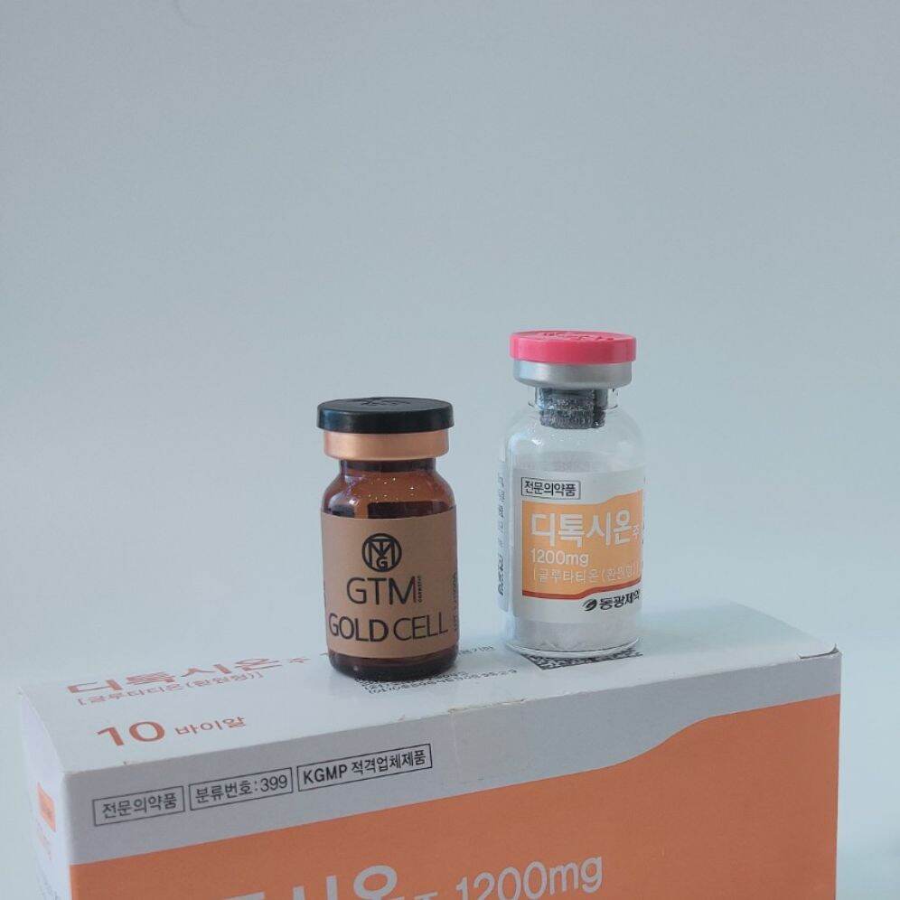 Combo căng bóng trắng da DNA Cá Hồi GTM Gold Cell 8% 3.3ml + Glutathione 1200mg