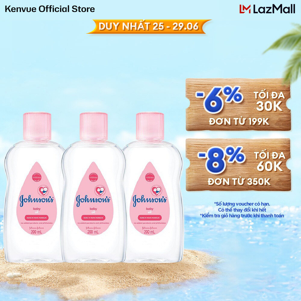 Combo 3 Chai Dầu Mát Xa Johnson's Baby Oil 200ml
