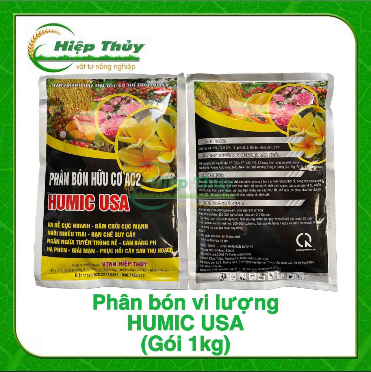 Phân bón vi lượng HUMIC USA dạng bột 1kg nguyên liệu ngoại nhập