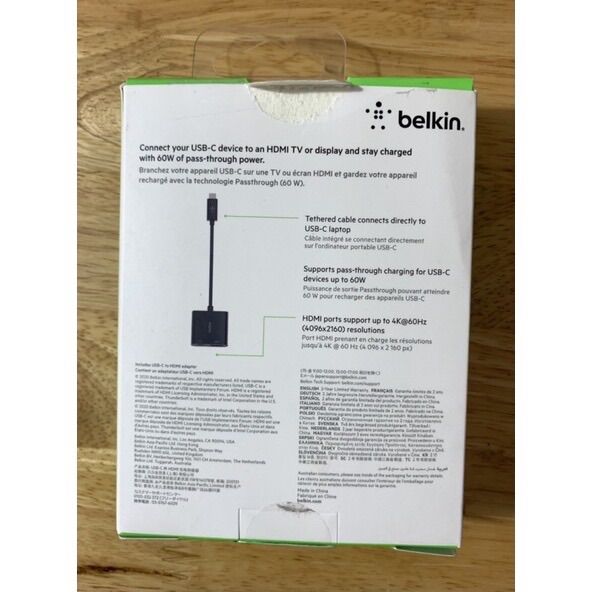 [Chính hãng] Hub Belkin USB-C to HDMI 4K 60Hz+ Charge Adapter