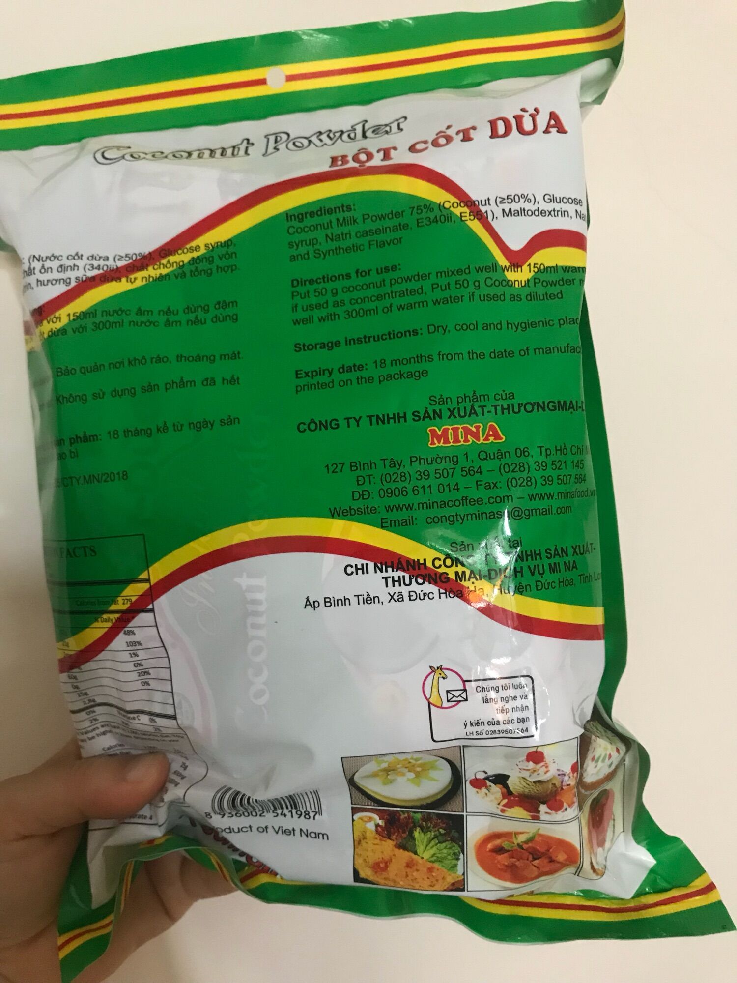 bột cốt dừa Mina- gói 50gr- combo 3 gói